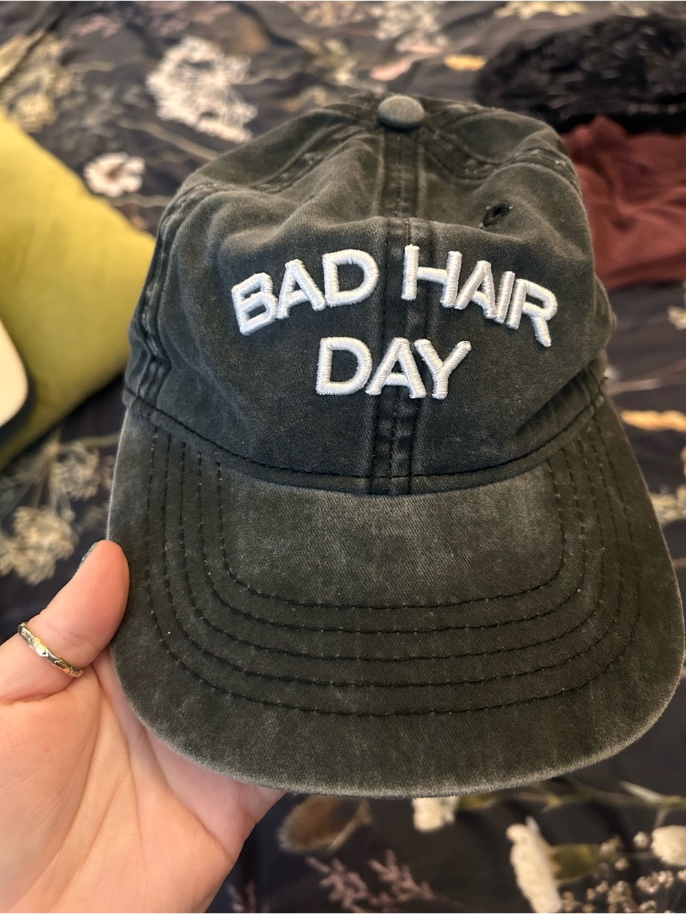 No Boundaries Olive Green "Bad Hair Day" Baseball Cap